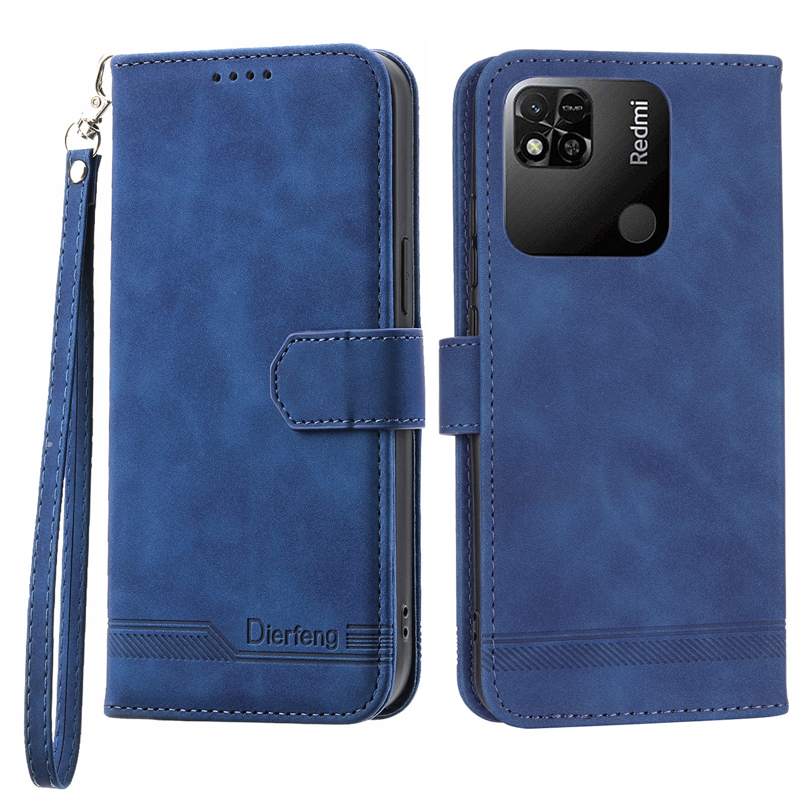 DIERFENG DF-03 PU Leather Case for Xiaomi Redmi 10A Lines Imprinted Anti-drop Wallet Phone Stand Cover DIERFENG DF-03 PU Leather Case for Xiaomi Redmi 10A Lines Imprinted Anti-drop Wallet Phone Stand Cover